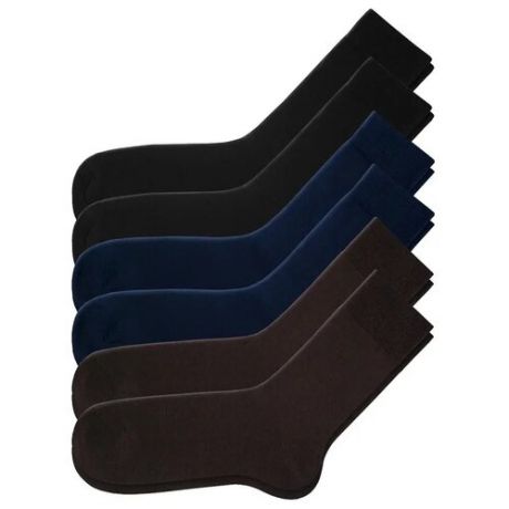 Носки AKAR DEL-01-1SC / DEL-01-2SC, 6 пар, размер 39-41, черный/синий/коричневый