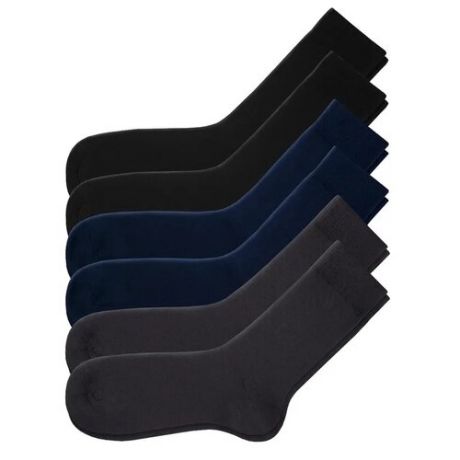 Носки AKAR DEL-01-1SB / DEL-01-2SB, 6 пар, размер 39-41, черный/синий/серый