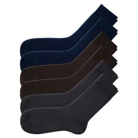 Носки AKAR DEL-01-1SE / DEL-01-2SE, 6 пар, размер 39-41, синий/коричневый/серый