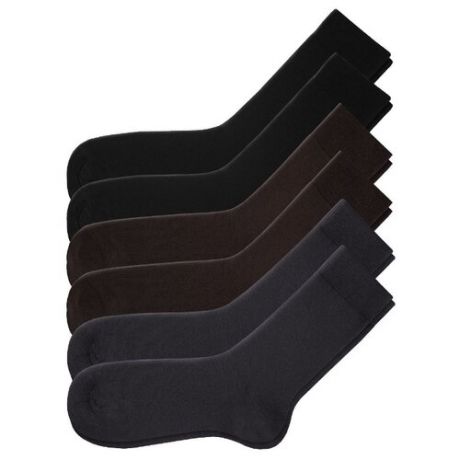 Носки AKAR DEL-01-1SD / DEL-01-2SD, 6 пар, размер 39-41, черный/коричневый/серый