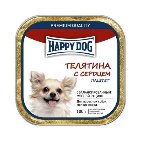 Влажный корм для собак Happy Dog Mini паштет телятина, сердце 100г (для мелких пород)