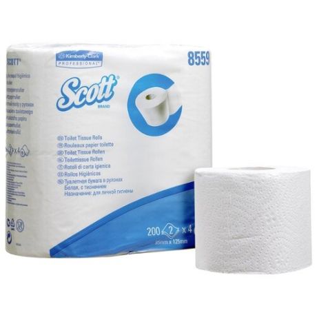 Туалетная бумага Scott Performance белая двухслойная 8559 4 рул.