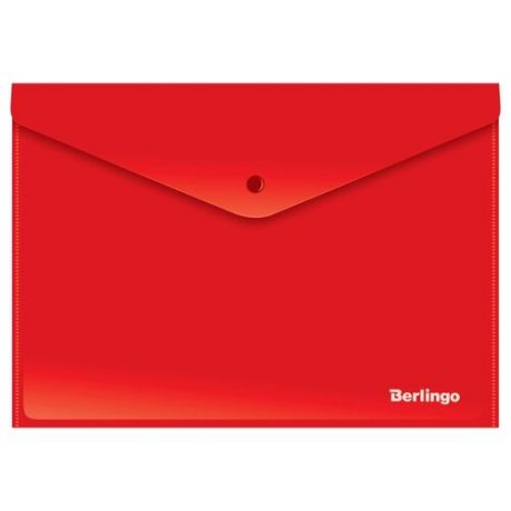 Berlingo Папка-конверт на кнопке А4, пластик непрозрачный 180 мкм красный