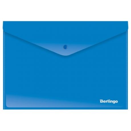 Berlingo Папка-конверт на кнопке А4, пластик непрозрачный 180 мкм синий