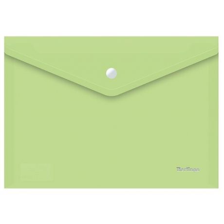 Berlingo Папка-конверт на кнопке Starlight, А4, 180 мкм, прозрачная, пластик салатовый