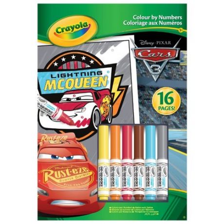 Crayola Книга-раскраска по номерам с фломастерами Тачки-3