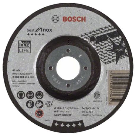 Шлифовальный абразивный диск BOSCH Best for Inox 2608603511