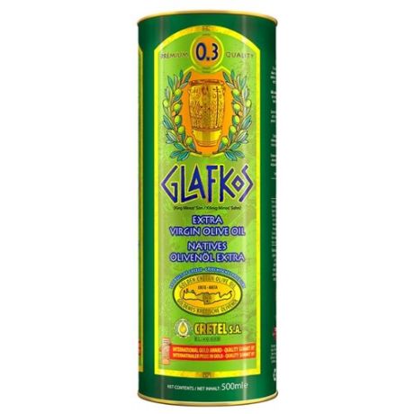 Glafkos Масло оливковое, жестяная банка 0.5 л