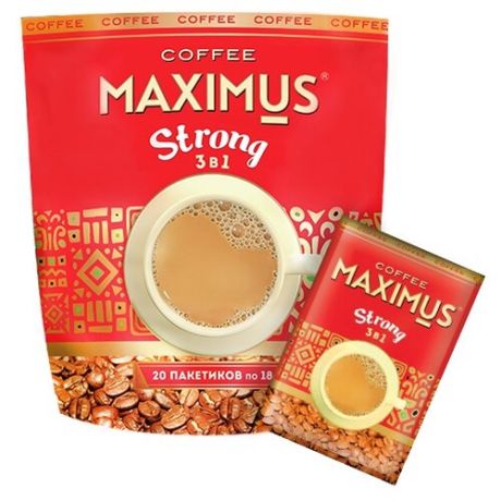 Растворимый кофе Maximus Strong 3 в 1, в пакетиках (20 шт.)