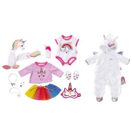 Zapf Creation Комплект одежды и аксессуаров для куклы Baby Born "Сказочный Единорог" 826-201 белый/розовый