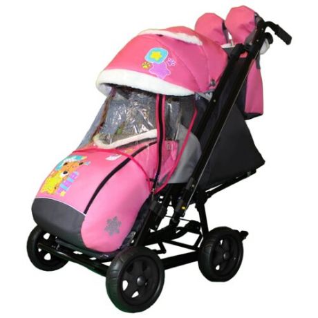 Санки-коляска Galaxy City-2 мишка со звездой на розовом