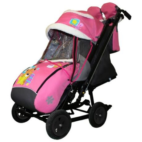 Санки-коляска Galaxy City-2-1 мишка со звездой на розовом