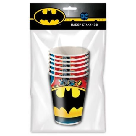 ND Play Стаканы одноразовые бумажные Batman 250 мл (6 шт.) batman
