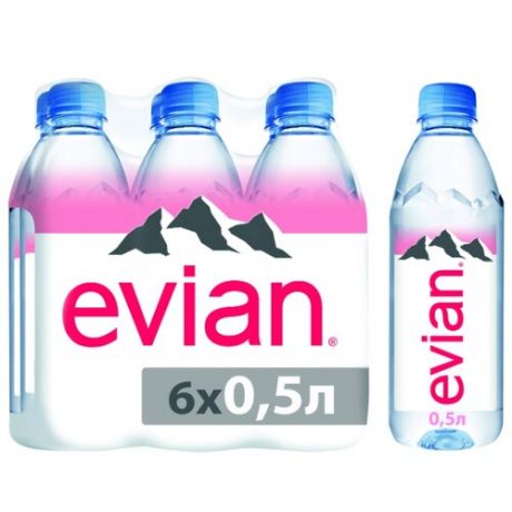 Вода минеральная Evian негазированная, ПЭТ, 6 шт. по 0.5 л