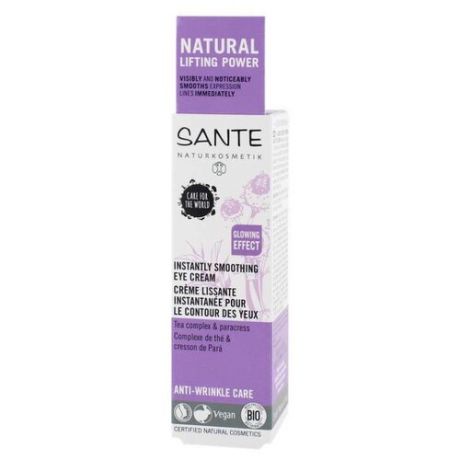 Крем Sante Naturkosmetik Instantly Smoothing Eye Cream разглаживающий с чайным комплексом и с Био-экстрактом Акмеллы вокруг глаз 15 мл