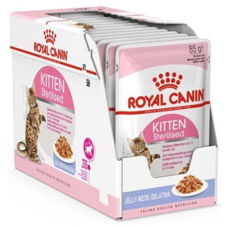 Корм для стерилизованных котят Royal Canin мясное ассорти 12шт. х 85 г (кусочки в желе)