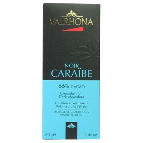 Шоколад Valrhona Caraibe горький 66% какао, 70 г