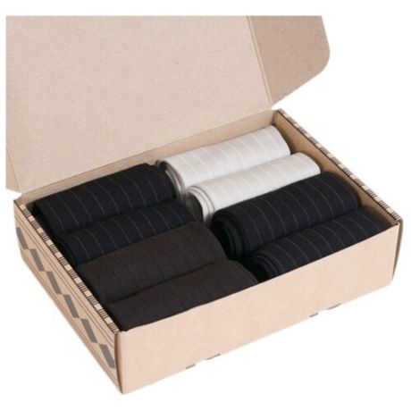 Носки Grinston PGSk8-1, 8 пар, размер 25, черный/коричневый/серый