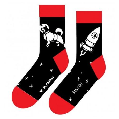 Носки St. Friday Стрелка в космосе 433-19/2.11, размер 38-41 , черный/красный/белый