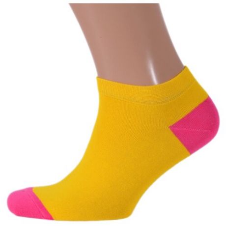 Носки St. Friday короткие unisex, размер 38-41 , желтый/розовый