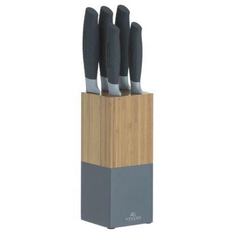 Набор Viners Horizon 5 ножей с подставкой серый/бежевый