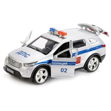 Легковой автомобиль ТЕХНОПАРК Hyundai Santa Fe Полиция (SANTAFE-POLICE) 12 см белый