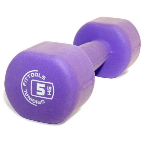 Гантель цельнолитая Original FitTools FT-NDB-5 5 кг фиолетовый