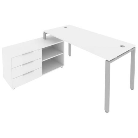 Письменный стол Рива Б.РС-СТС-2, 170х152 см, тумба: слева, цвет: белый/серый