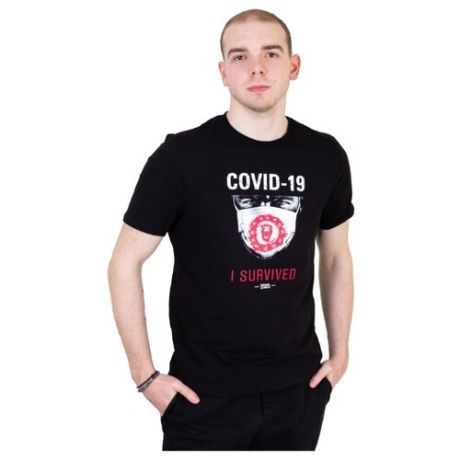 Футболка Nuobi Covid-19 I Survived 2020 размер 44, черный/красный
