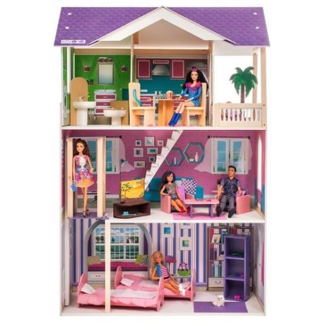 PAREMO кукольный домик "Флоренция" (с мебелью) PD318-14, фиолетовый/розовый