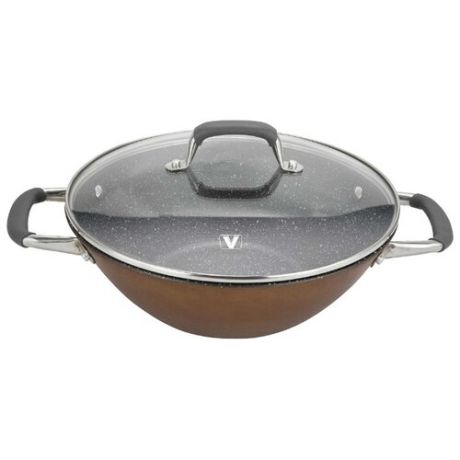 Сковорода-вок Vitesse VS-2334 28 см с крышкой, коричневый