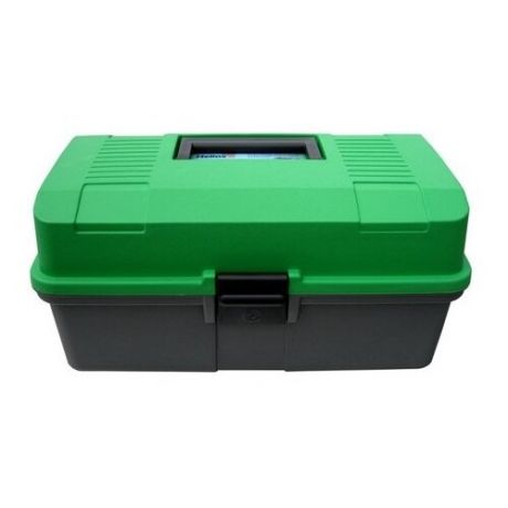 Ящик для рыбалки HELIOS двухполочный 33х20х16см зеленый/серый