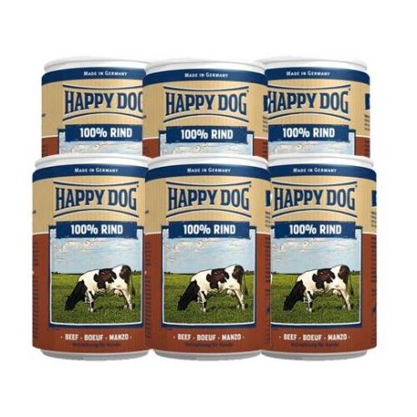 Влажный корм для собак Happy Dog 100% Мясо Фермерский продукт говядина 6шт. х 400г