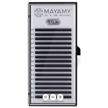 Innovator Cosmetics Ресницы Mayamy Silk 16 линий 9 мм D-изгиб 0.1 мм черный