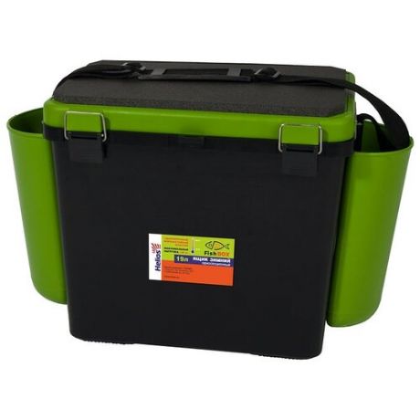 Ящик для рыбалки HELIOS FishBox односекционный (19л) 38х25.5х32см зеленый/черный