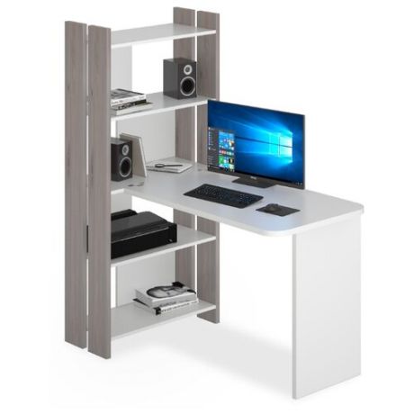 Компьютерный стол Мэрдэс Нельсон Lite СТЛ-ОВ+СПрямР без тумбы, 70х132.2 см, цвет: нельсон/белый жемчуг