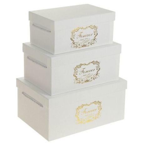 Набор подарочных коробок Сима-ленд 32,5 х 22 х 15 - 25 х 16 х 11 см, 3 штуки белый