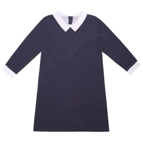 Платье Апрель размер 158-84, темно-синий/белый горох