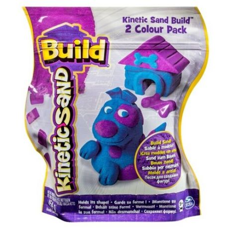 Кинетический песок Kinetic Sand Build, 2 цвета, голубой/фиолетовый, 0.45 кг, пакет