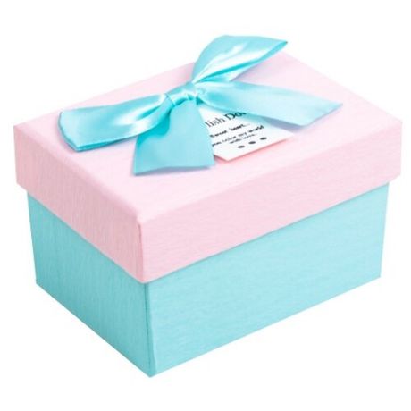Коробка подарочная Yiwu Youda Import and Export с бантом 10 х 6.5 х 7.5 см голубой/розовый