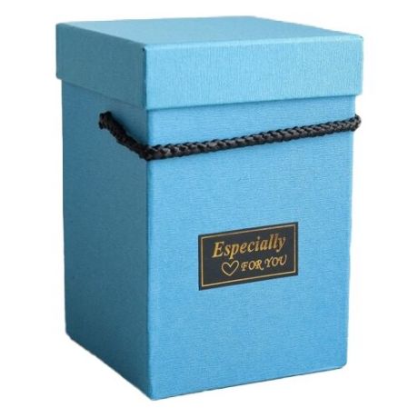 Коробка подарочная Yiwu Zhousima Crafts квадратная с веревочными ручками 10 х 16 х 10 см голубой