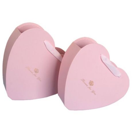 Набор подарочных коробок Yiwu Zhousima Crafts для цветов сердце, 2 шт. розовый