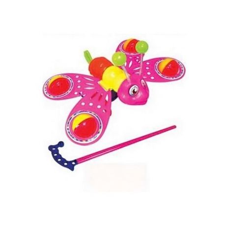 Каталка-игрушка Junfa toys Бабочка (865) розовый/красный/желтый