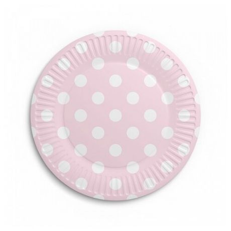 ND Play Тарелки одноразовые бумажные Горох 18 см (6 шт.) розовый