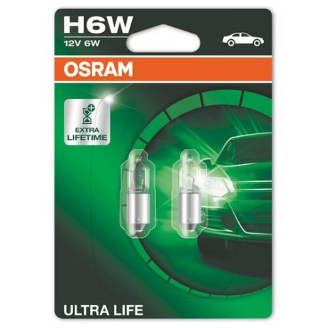 Лампа автомобильная галогенная Osram Ultra Life 64132ULT-BLI H6W 12V 6W 2 шт.