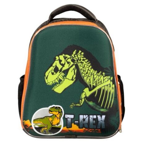 №1 School Ранец Basic T-Rex (975128), черный/зеленый
