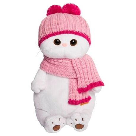 Мягкая игрушка Basik&Co Кошка Ли-Ли в розовой шапке с шарфом 24 см