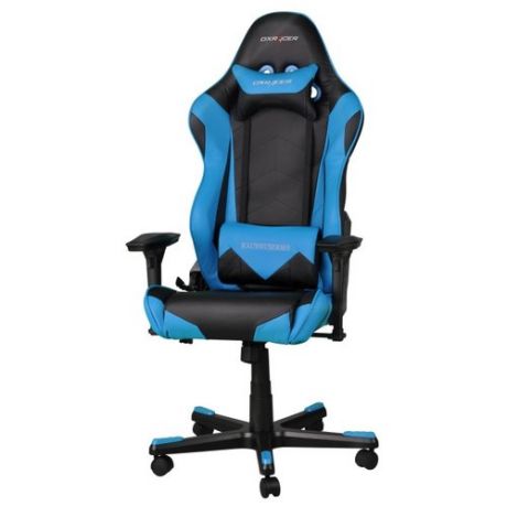 Компьютерное кресло DXRacer Racing OH/RE0 игровое, обивка: искусственная кожа, цвет: черный/синий