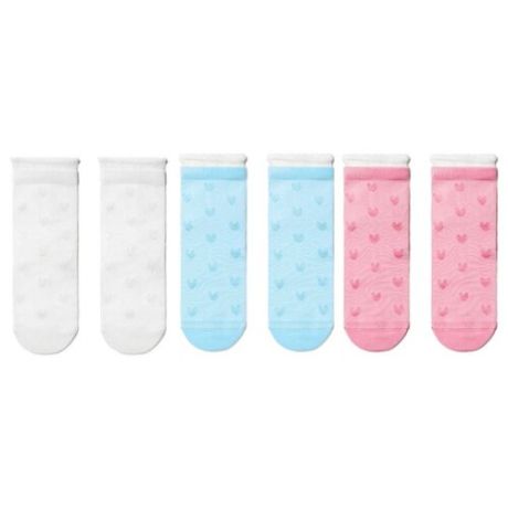Носки Conte-kids комплект 3 пары размер 18, светло-голубой/белый/светло-розовый