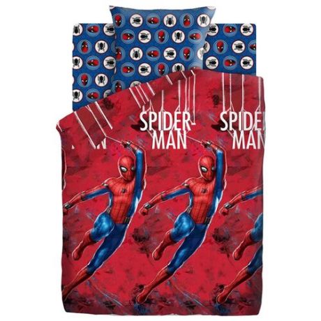 Постельное белье 1.5-спальное Непоседа Человек паук Супергерой, бязь, 70 х 70 см красный/синий